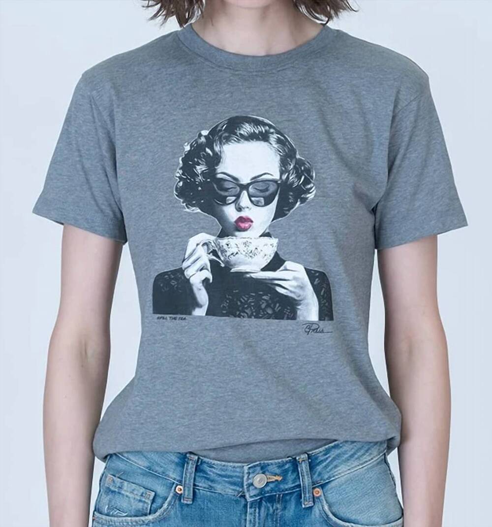 NEW CPRESS STUDIO spill the tea mushie tee in grey heather